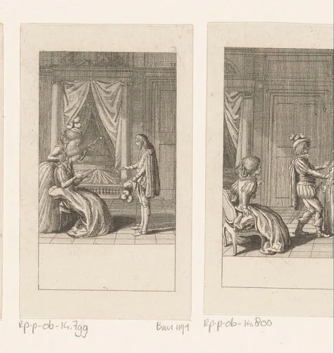 Suzanne begeleidt de gravin op gitaar by Daniel Nikolaus Chodowiecki, print, 1785