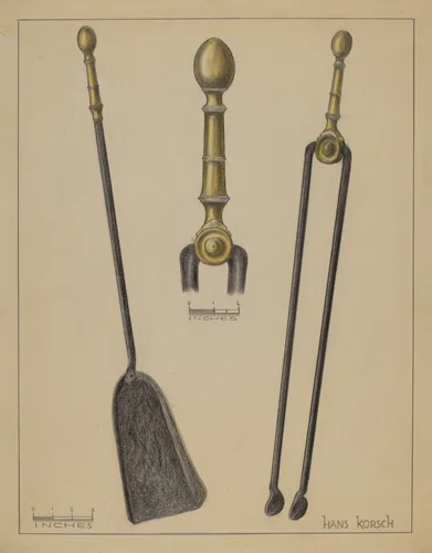 Fire Tongs and Shovel by Hans Korsch, index of american design, 1935-1942