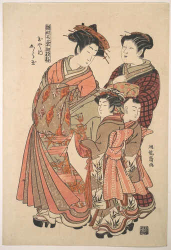 The Courtesan Shiratama of the Tamaya Brothel, from the series “A Pat-tern Book of the Year’s First Designs, Fresh as Spring Herbs” (“Hinagata wakana hatsu moyō”) by Isoda Koryūsai, print, 1777-1778