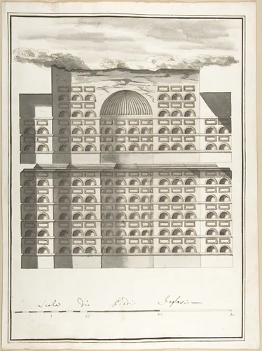 Elevation of the Interior of a Columbarium by Pietro Paolo Coccetti, drawing, 1710-1727