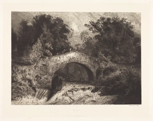 A Bridge in Auvergne (Un pont en Auvergne) by Paul Huet, print, 1834