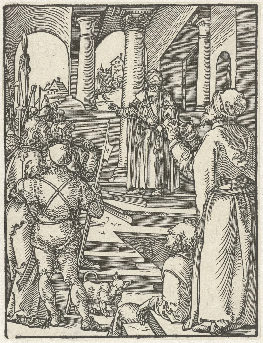 Christus voor Pilatus by Unknown, print, 1508-1509