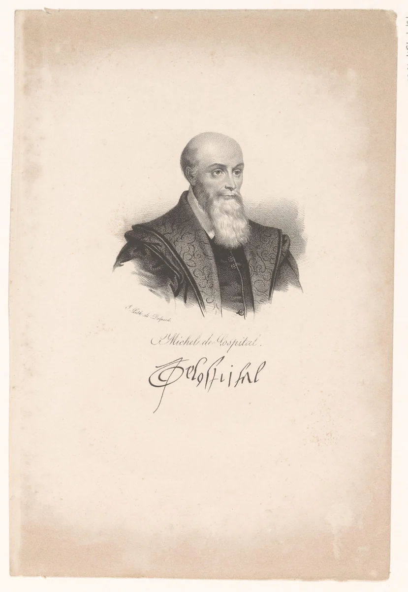 Portret van Michel de l'Hospital by anonymous, print, 1818-1842