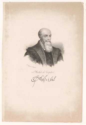 Portret van Michel de l'Hospital by anonymous, print, 1818-1842