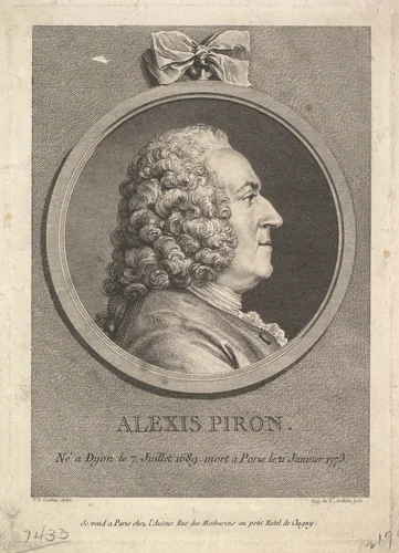 Portrait of Alexis Piron by Augustin de Saint-Aubin, print, 1776