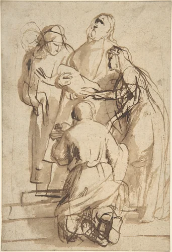 Presentation in the Temple by Peter Paul Rubens, drawing, 1590-1640