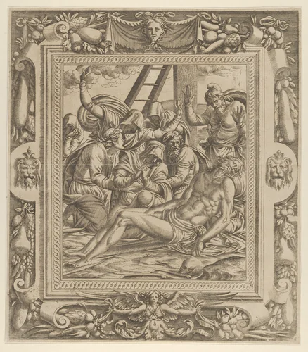 The Lamentation over Christ by Jean Mignon, print, 1535-1555