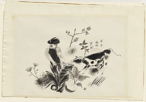 The Calf Doesn't Want To Go by Yasuo Kuniyoshi, drawing, 1922