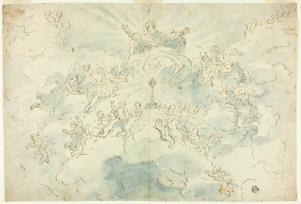 Adoration of the Host by Luigi Garzi, drawing, 1658-1799