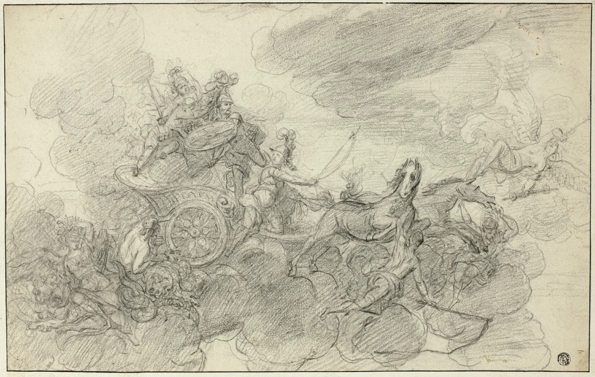 Chariot of Mars by Jean Baptiste Jouvenet, drawing, 1664-1717
