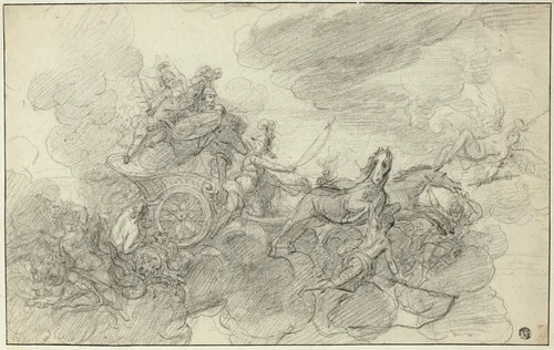 Chariot of Mars by Jean Baptiste Jouvenet, drawing, 1664-1717