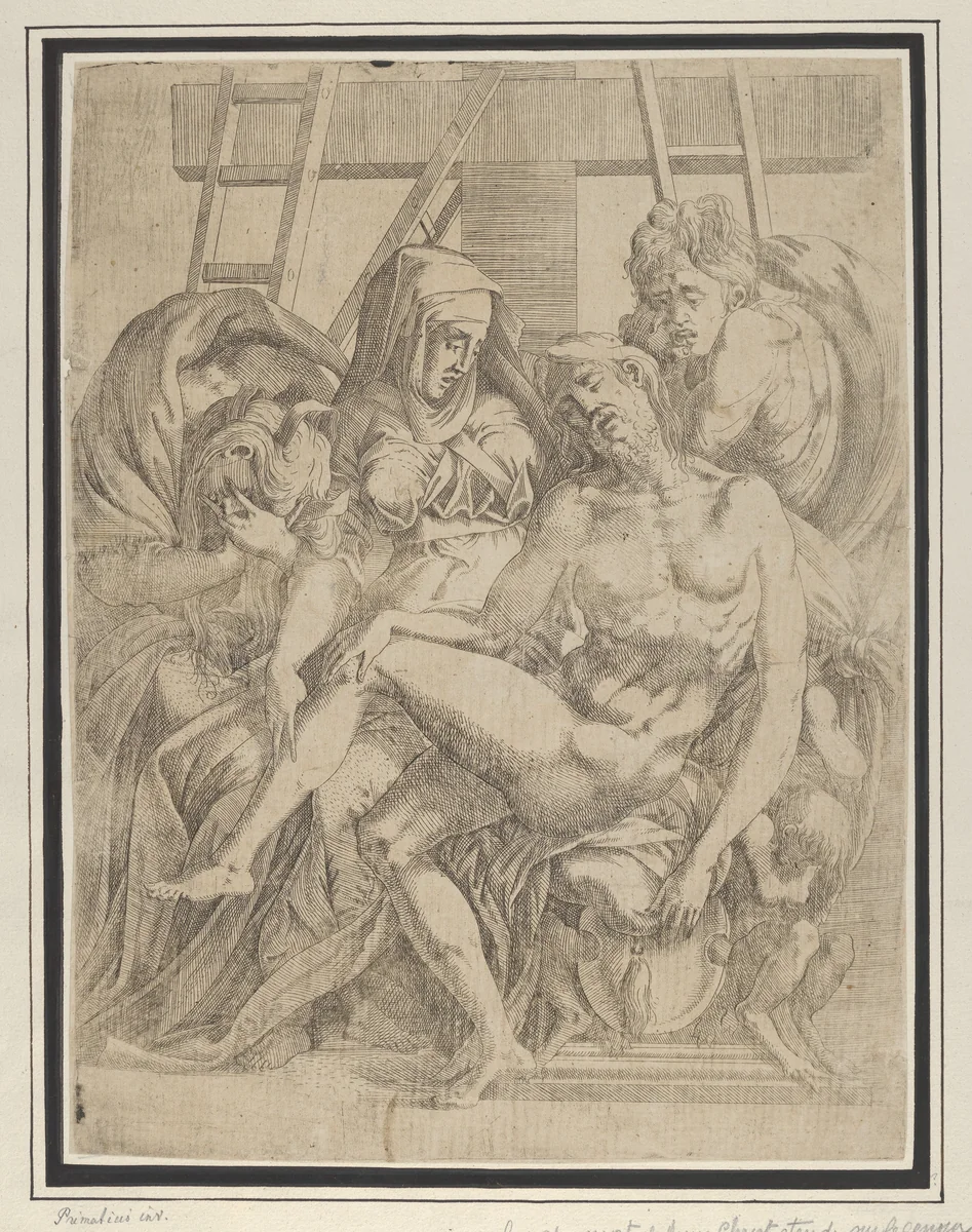 Pietà by Antonio Fantuzzi, print, 1540-1545