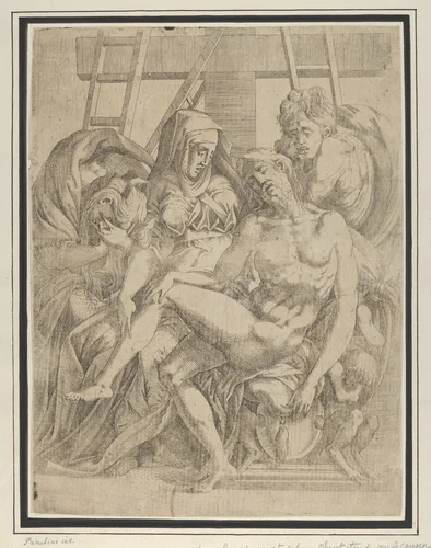 Pietà by Antonio Fantuzzi, print, 1540-1545