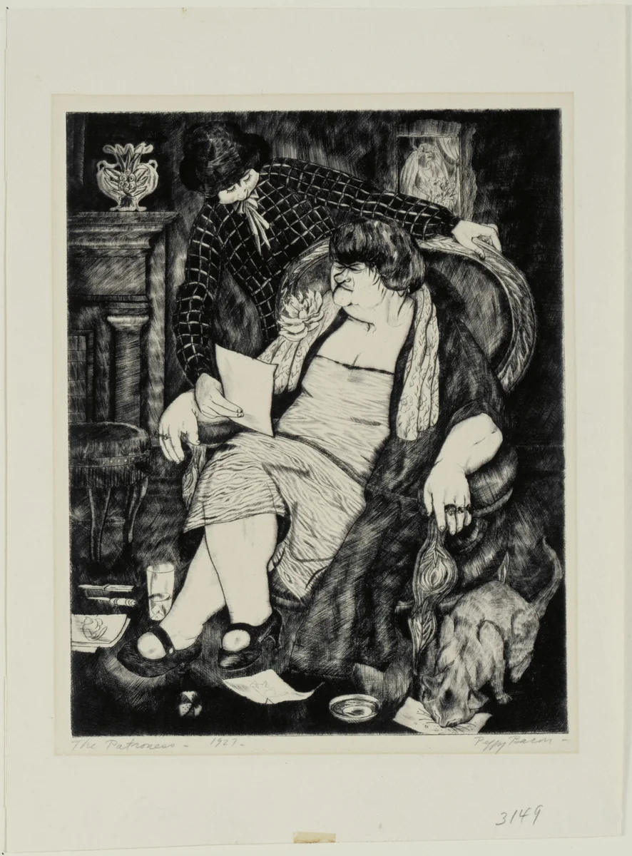 The Patroness by Peggy Bacon, print, 1927