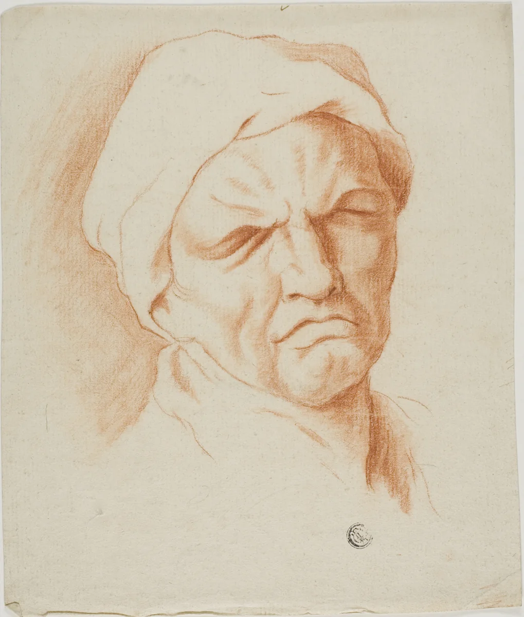 Head of an Old Man by Charles Le Brun, drawing, 1600-1699