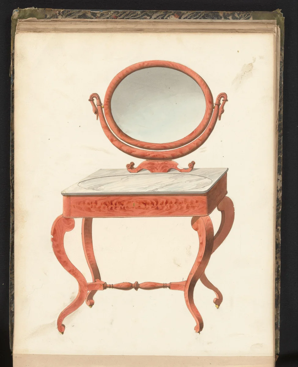 Ontwerp voor een toilettafel by anonymous, drawing, 1825-1839