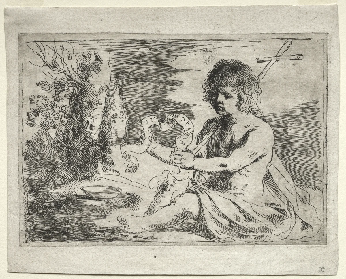 St. John the Baptist by Guercino, print, 1650-1659
