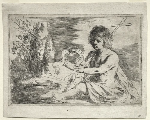 St. John the Baptist by Guercino, print, 1650-1659