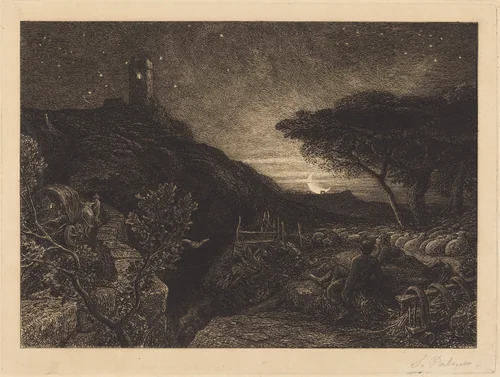 The Lonely Tower by Samuel Palmer, print, 1879