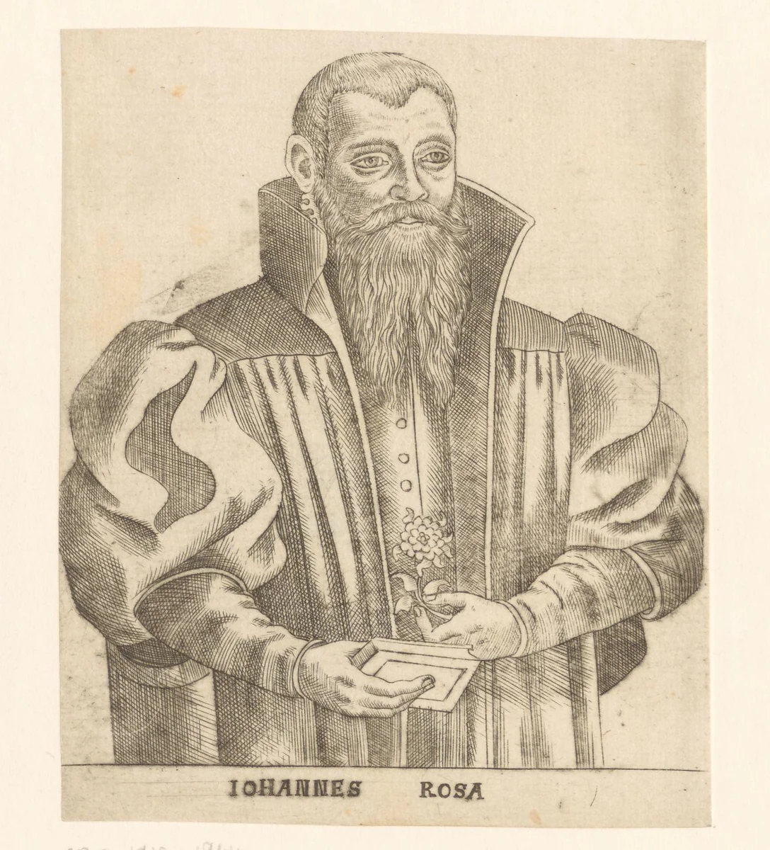 Portret van Johannes Rosa by anonymous, print, 1563-1642