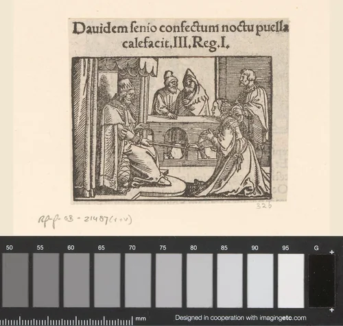 Abisag knielt voor David by anonymous, print, 1530-1533