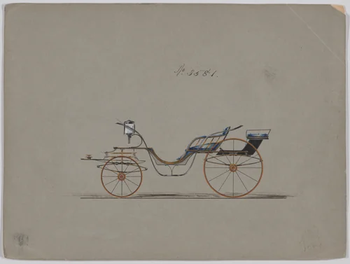 Design for Pony Phaeton, no. 3581 by Brewster & Co., drawing, 1880