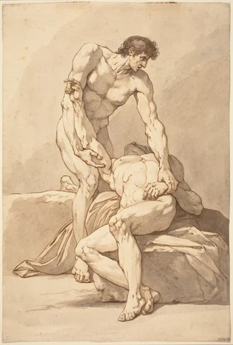 Two Nude Men by Johann Heinrich Lips, drawing, 1785-1790