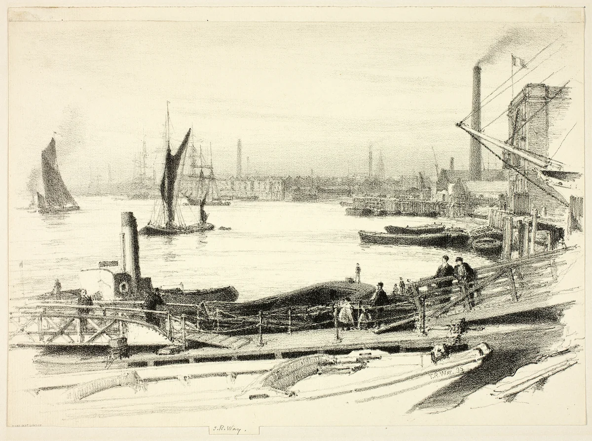 West India Dock by Thomas Robert Way, print, 1895
