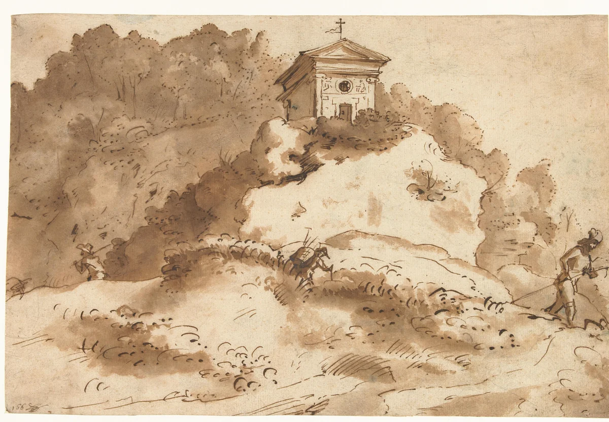 Kleine kapel by anonymous, drawing, 1630-1649