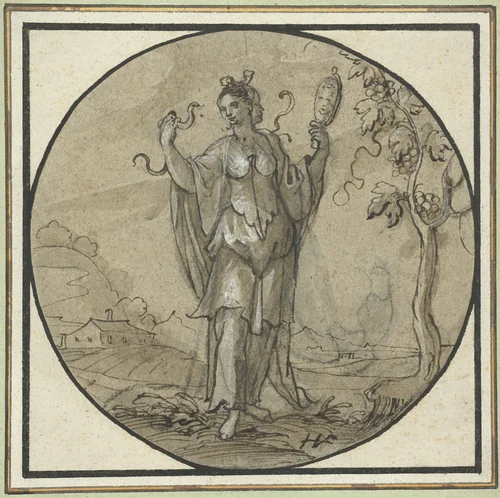 Voorzichtigheid (Prudentia) by Hans Ulrich Franck, drawing, 1613-1675