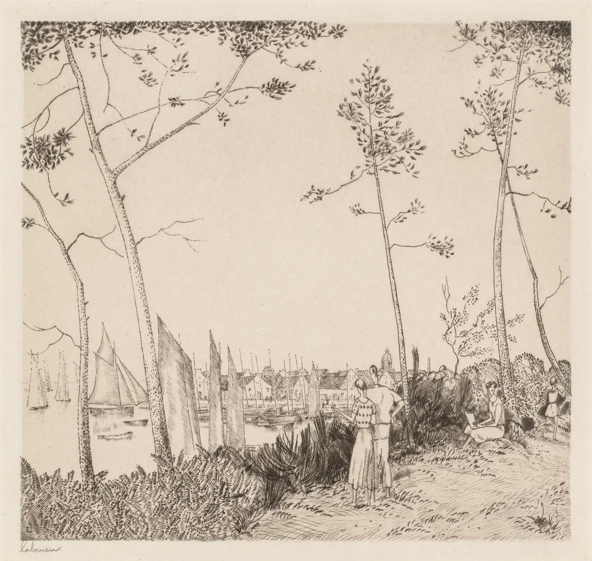 La Promenade sur le Port by Jean-Émile Laboureur, print, 1935