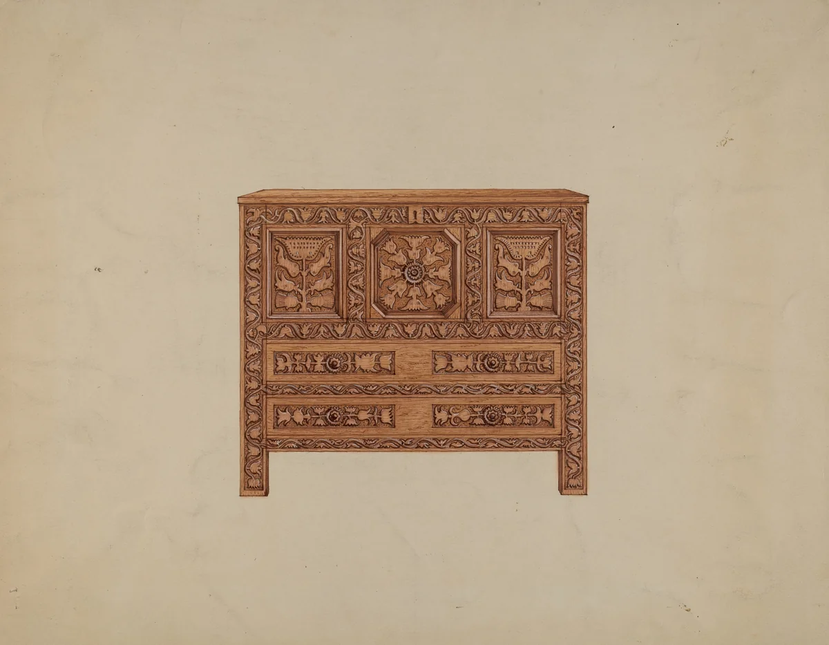 A Connecticut-type Hadley Chest by Martin Partyka, index of american design, 1936