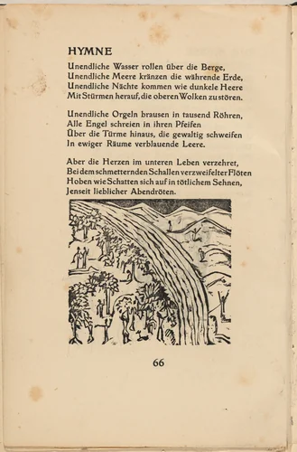 Hymne (Hymn) (in-text plate) from mock-up of Georg Heym: Umbra Vitae (Georg Heym: Shadow of Life) by Ernst Ludwig Kirchner, volume, 1912-1922