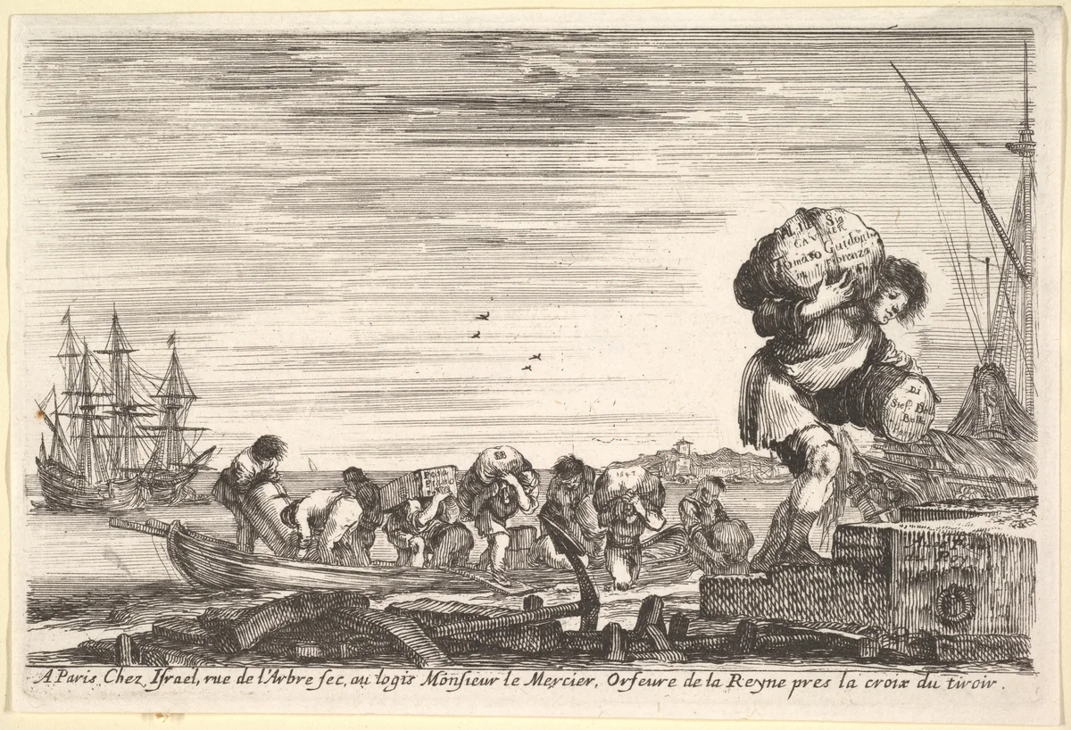 Title Page, from "Views of seaports" (Vues de ports de mar) by Stefano della Bella, print, 1647