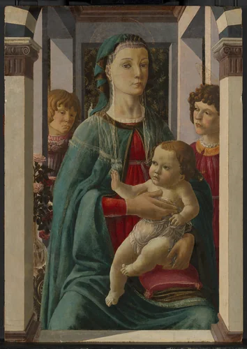 Virgin and Child with Two Angels by Francesco Botticini, painting, 1465-1475