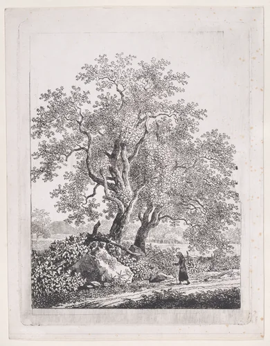 Landscape with a Strolling Woman by Johann Christian Klengel, print, 1795-1805