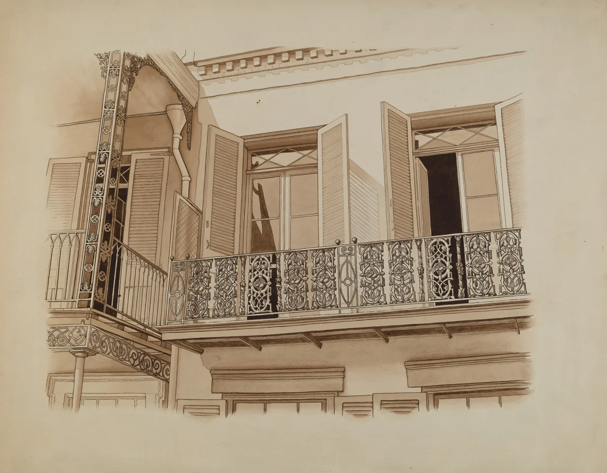 Cast Iron Balcony Rail by Joseph L. Boyd, index of american design, 1936