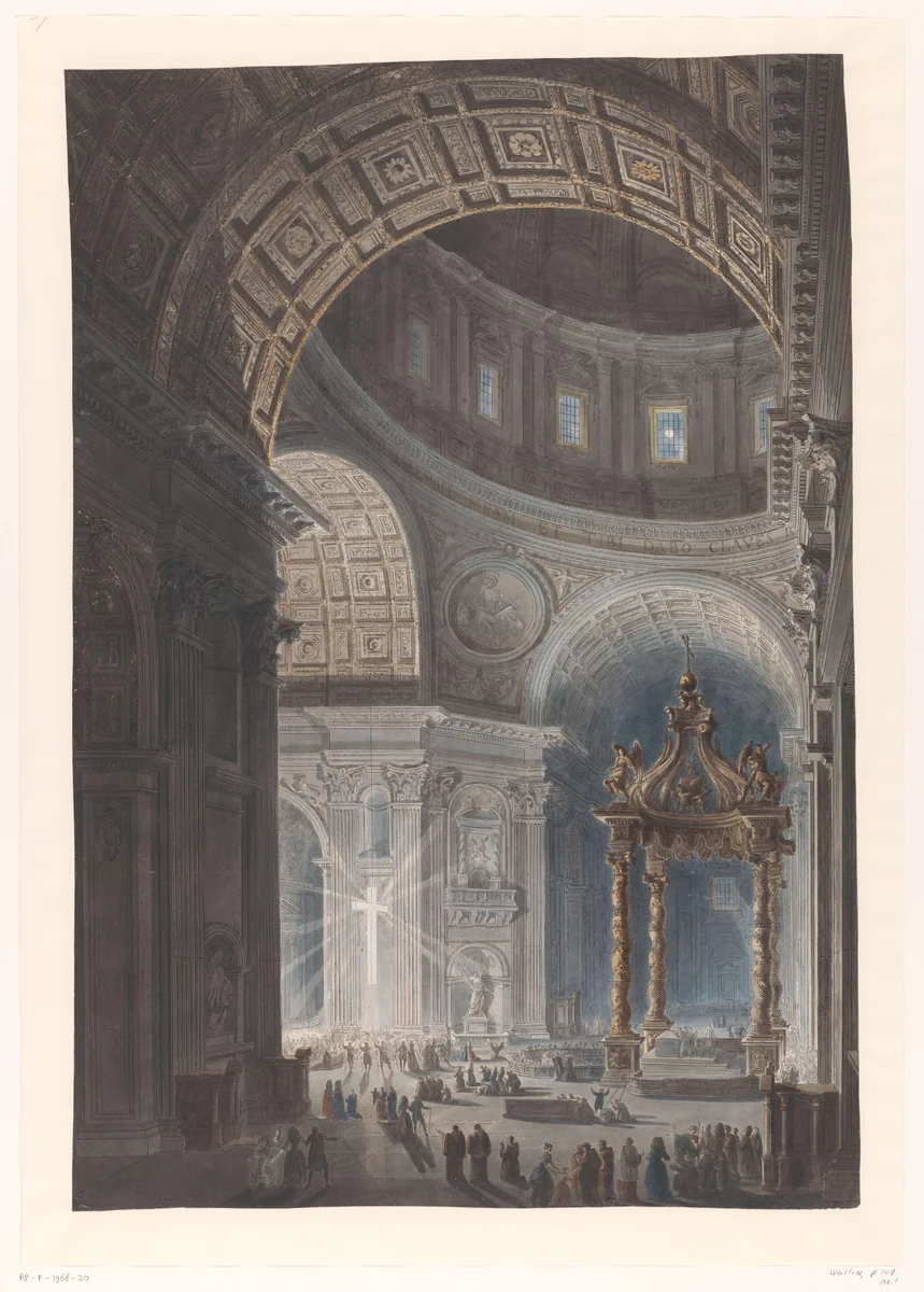 Illumination of the Holy Cross in St. Peter's by Louis Jean Desprez, print, 1768-1804