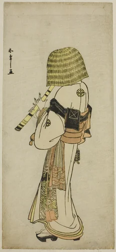 The Actor Nakamura Nakazo I as Kakogawa Honzo in Komuso Attire in the Play Kanadehon Chushingura, Performed at the Ichimura Theater in the Seventh Month, 1783 by Katsukawa Shunsho (勝川 春章), print, 1778-1788