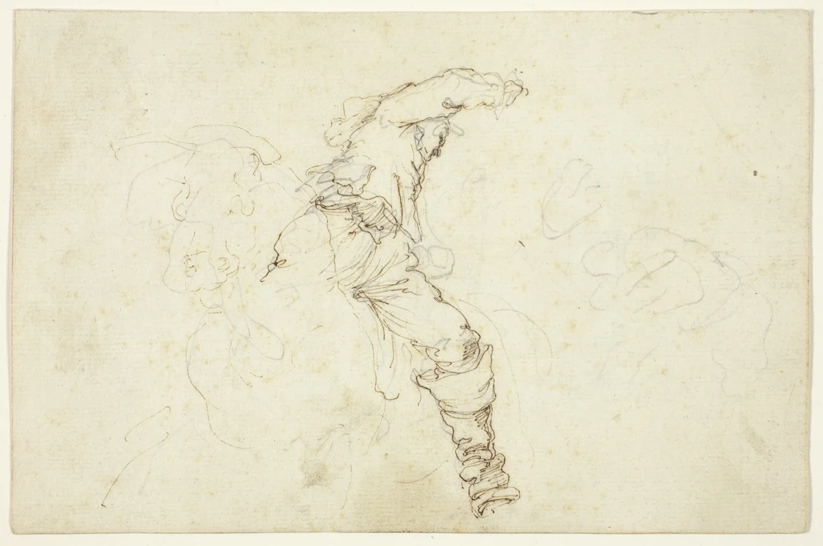 Man on Horseback, Raising Right Arm by Stefano della Bella, drawing, 1630-1664