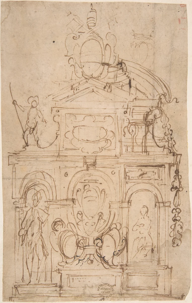 Sketch for Wall Monument by anonymous, drawing, 1500-1600