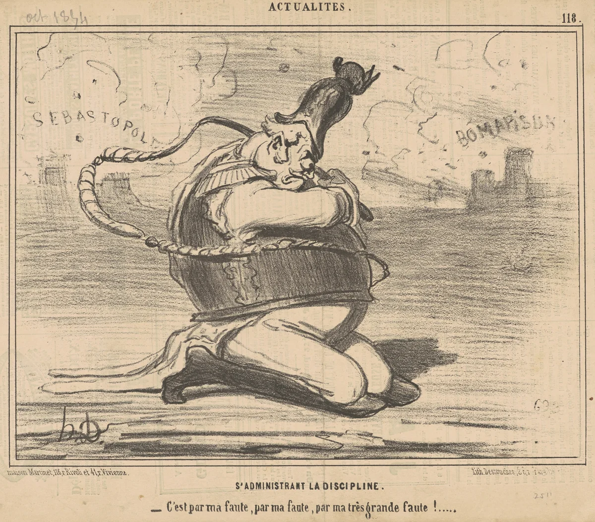 S'administrant la discipline ... by Honoré Daumier, print, 1854