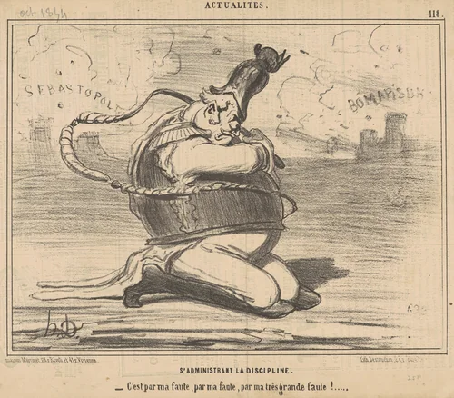 S'administrant la discipline ... by Honoré Daumier, print, 1854