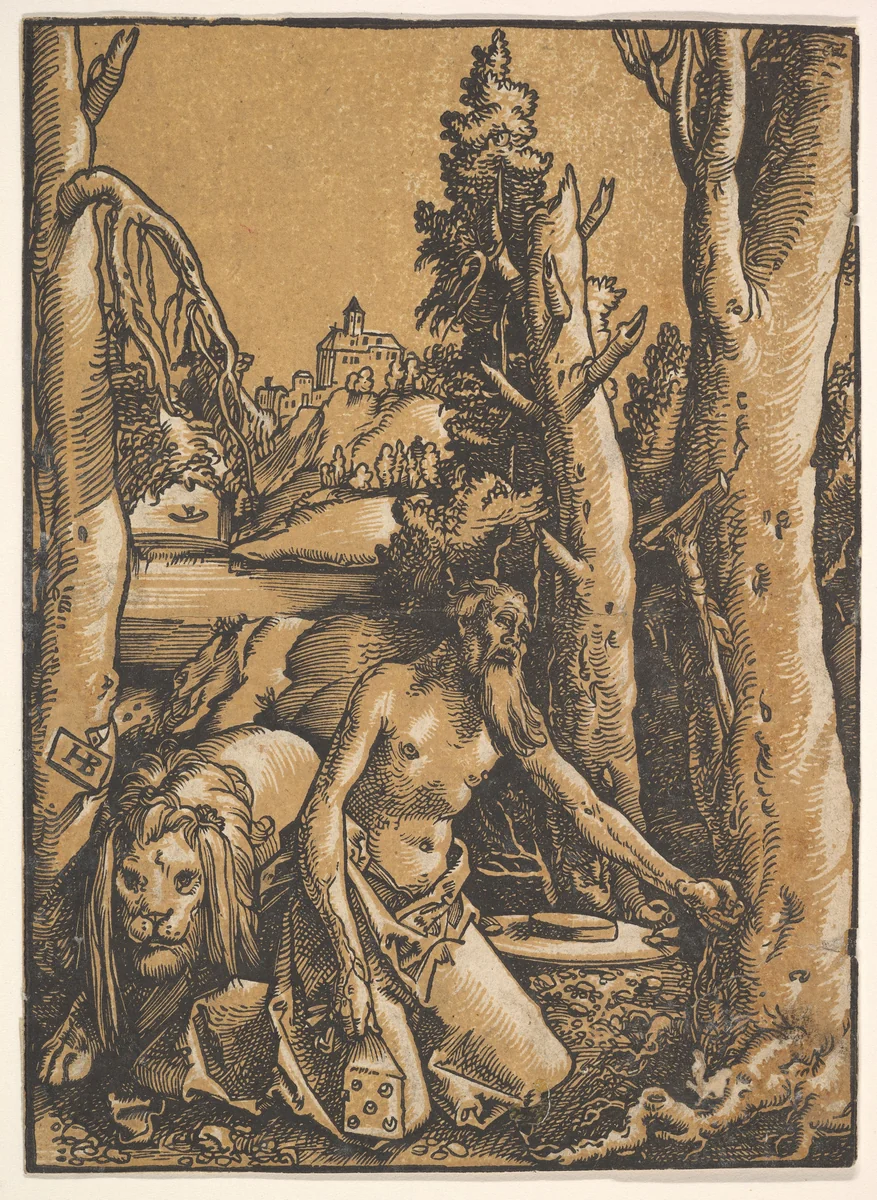 St. Jerome in the Desert by Hans Baldung, print, 1506-1516