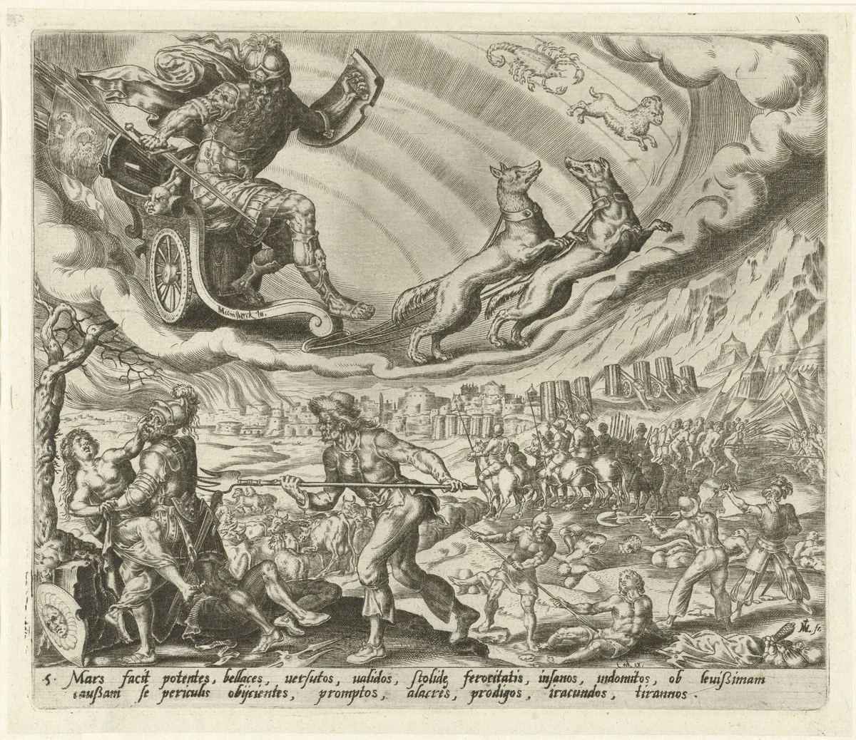 De planeet Mars en zijn kinderen by Unknown, print, 1566-1570