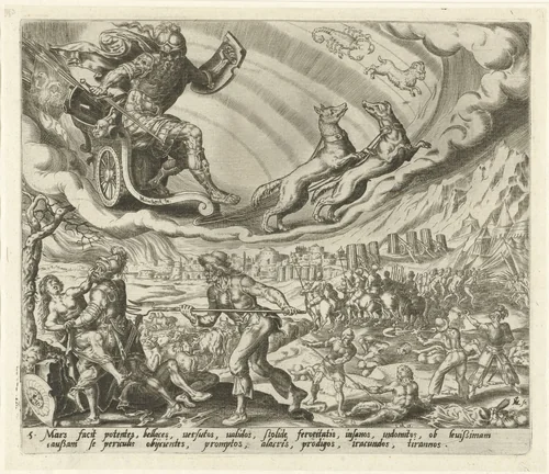 De planeet Mars en zijn kinderen by Unknown, print, 1566-1570