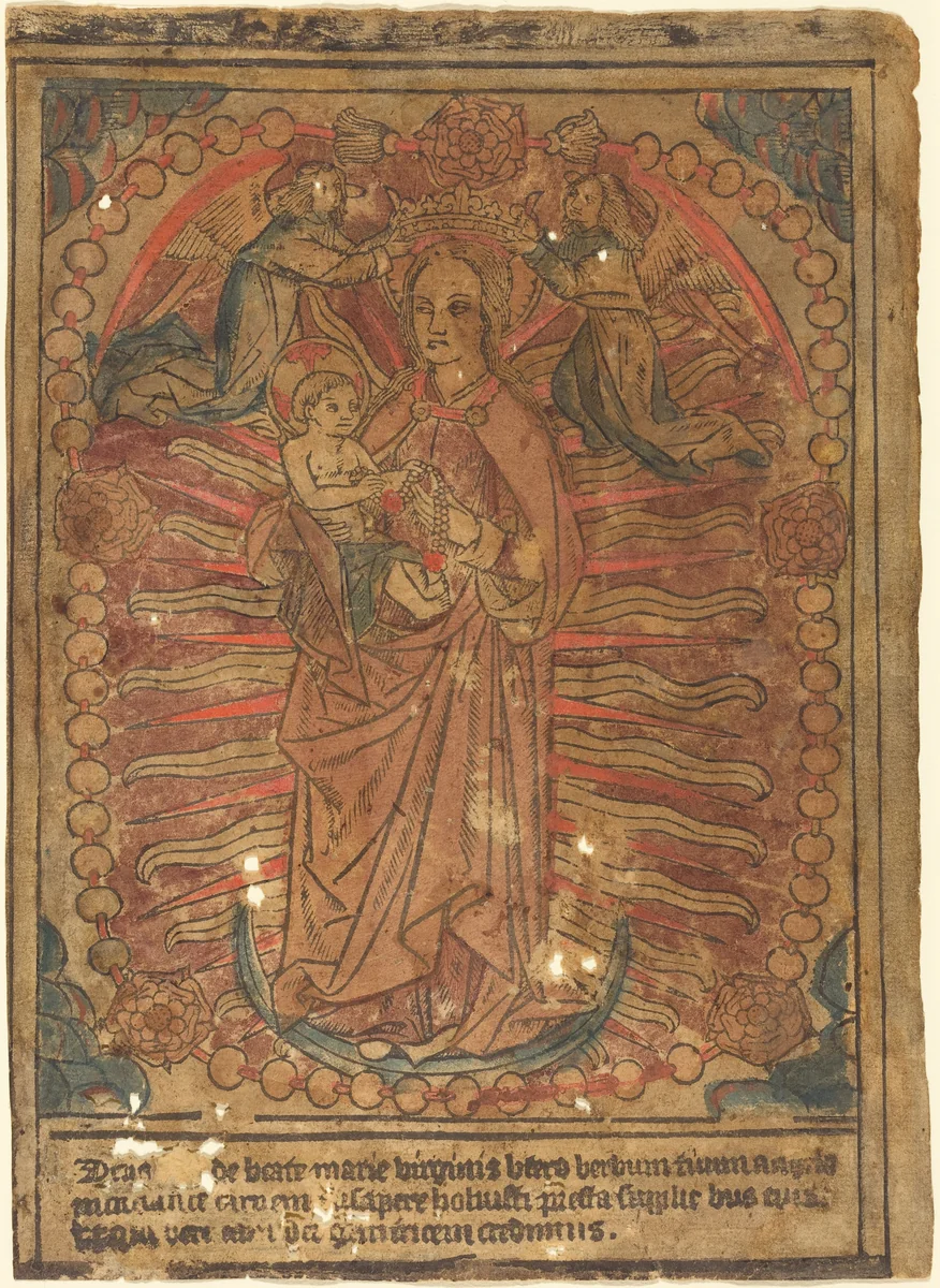 The Madonna and Child in a Rosary by French 15th Century, print, 1490
