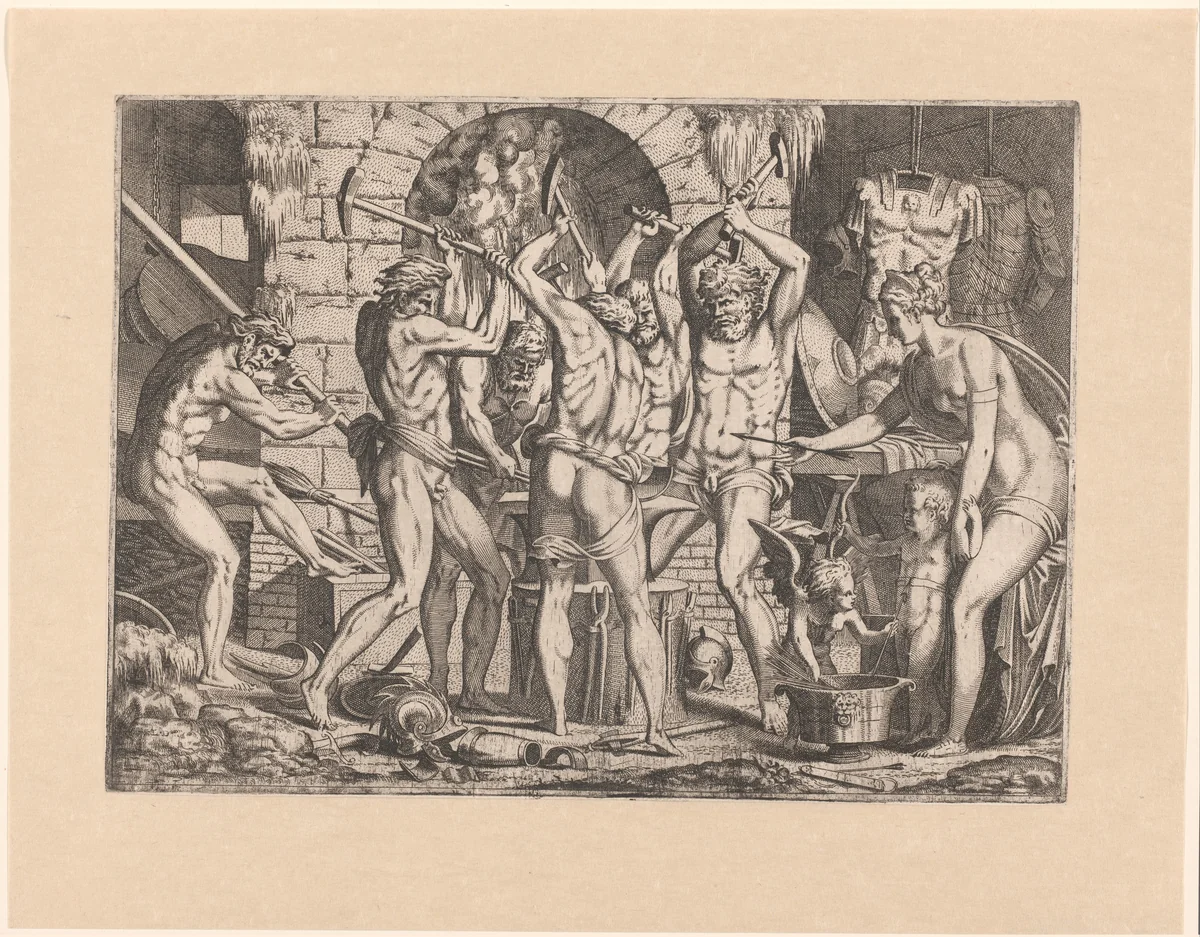 Venus in de smidse van Vulcanus by Unknown, print, 1540-1556