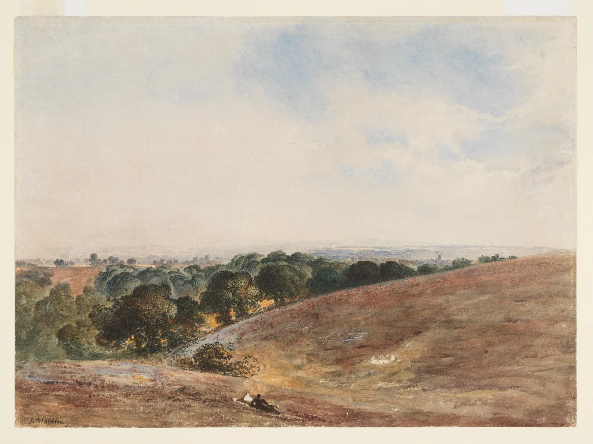 View on the South Downs by John Martin, drawing, 1840-1849