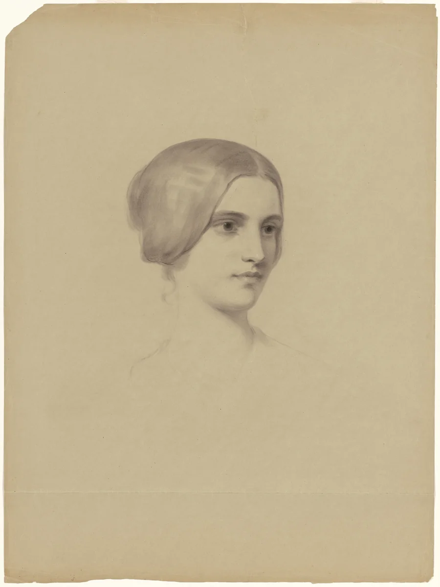 Head of a Young Woman by Seth Wells Cheney, drawing, 1840-1854